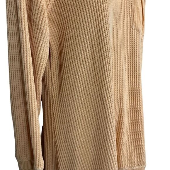 Soft Surroundings Waffle Knit Long Line Orange Pullover Shirt Raglan Top sz S - Picture 6 of 16